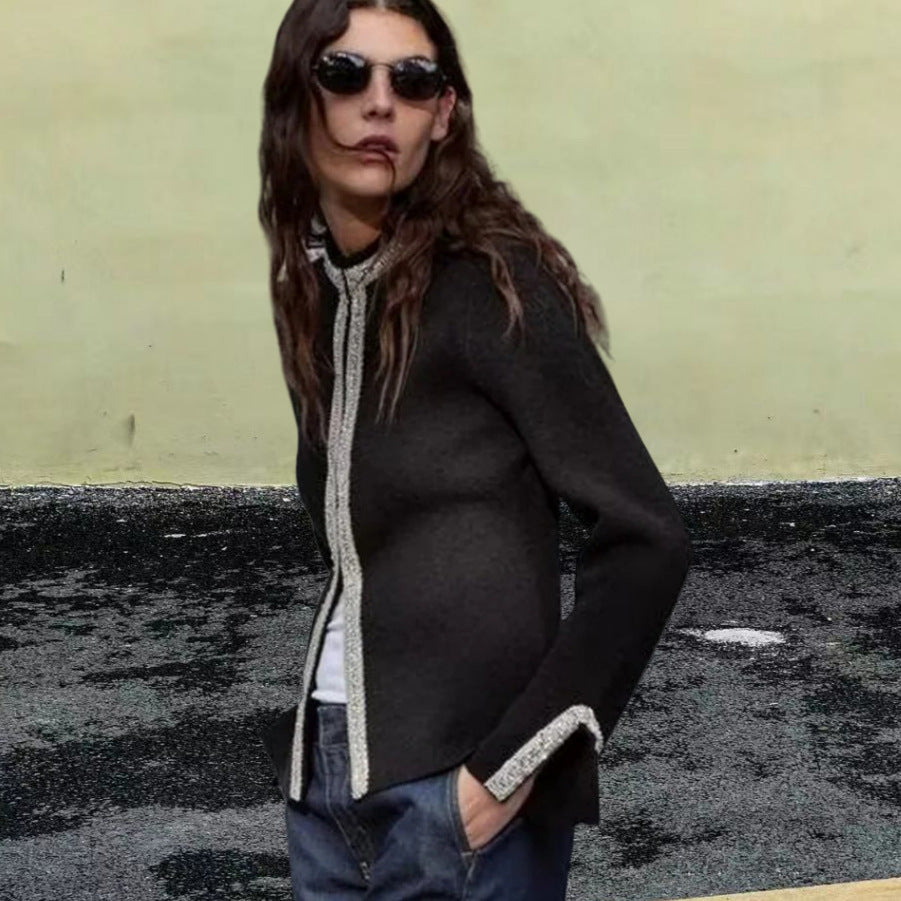 Damen Elegante Blazerjacke mit feinen Borte-Details EB