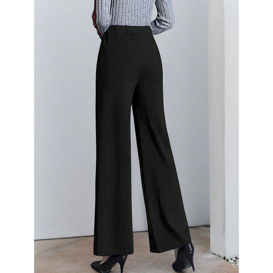 Damen Weite High-Waist Stoffhose mit eleganten Falten EB