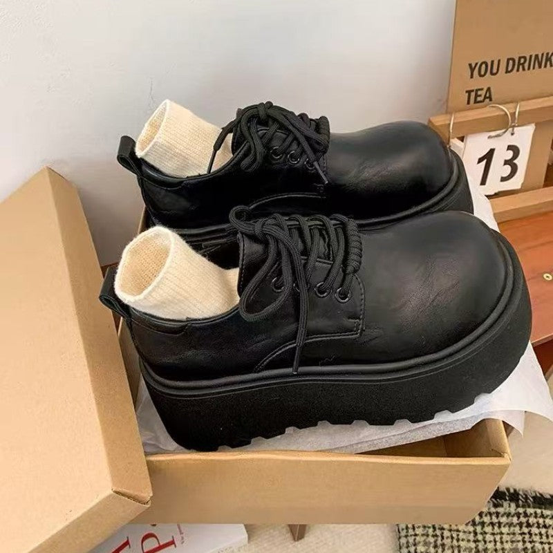 Damen Modische Schnürschuhe mit robustem Plateau und sockenähnlichem Detail EB