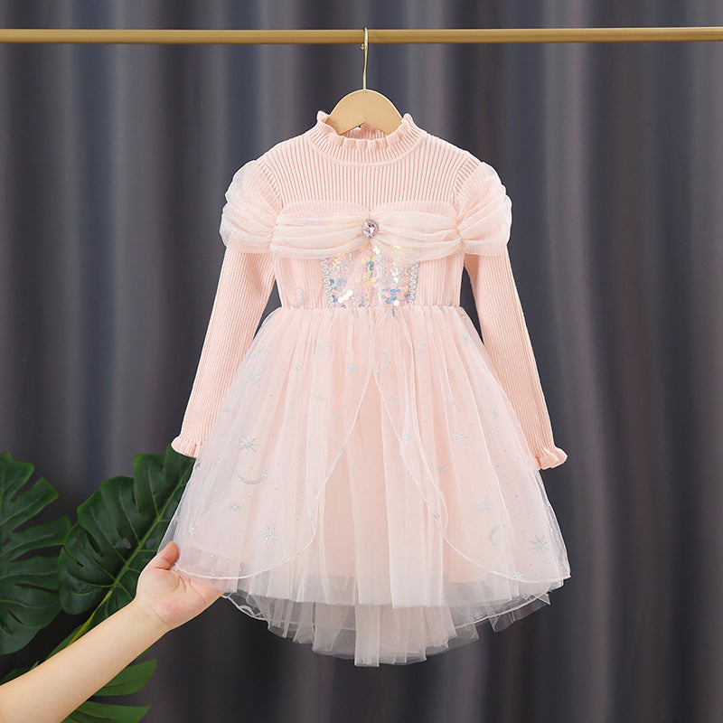 Mädchen festliches Tüllkleid mit funkelnden Applikationen EB