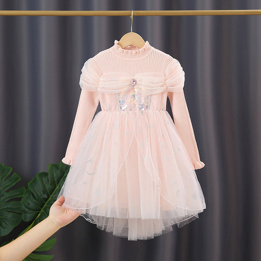 Mädchen festliches Tüllkleid mit funkelnden Applikationen EB