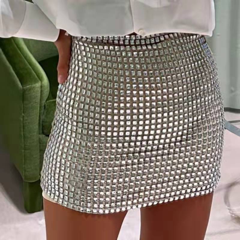 Damen Glitzernder Paillettenrock EB
