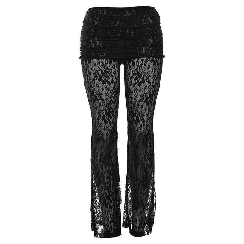 Damen Spitzentransparentes Hosen Set EB