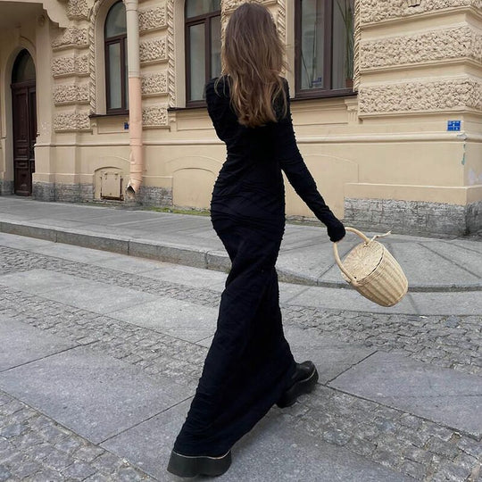 Damen Elegantes Maxikleid mit texturiertem Design EB