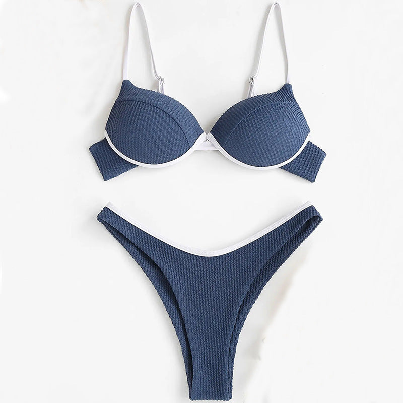 Damen Push-Up-Bikini mit breiten Trägern und elegantem Kontrast EB