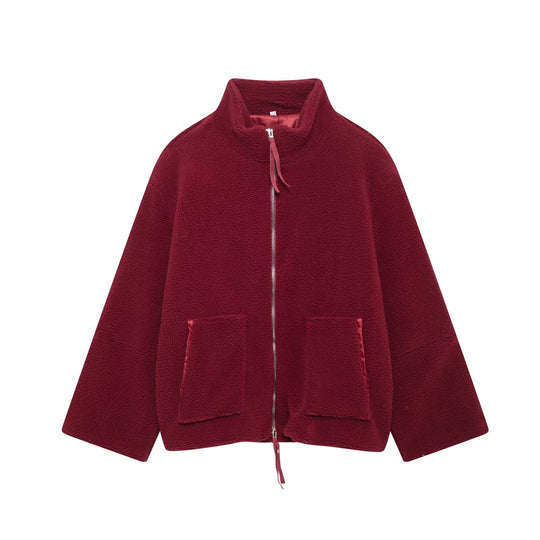Damen Fleecejacke mit hohem Kragen und praktischen Taschen EB