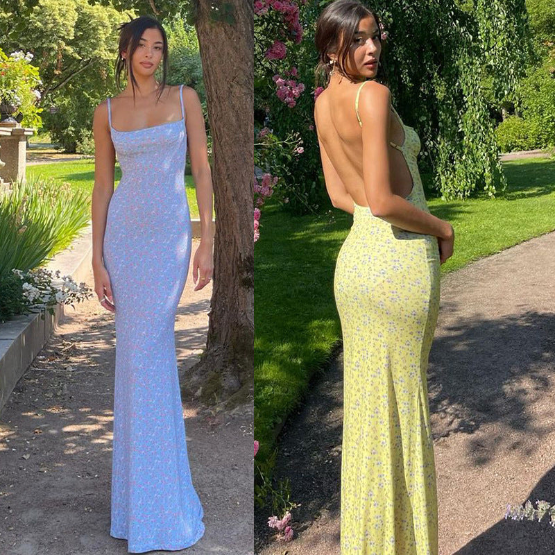 Damen Spaghettiträgerminikleid mit floralem Design und figurbetontem Schnitt EB