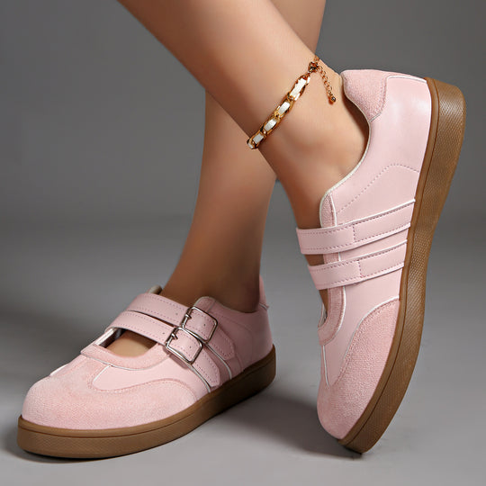 Damen  Retro-inspirierte Mary-Jane-Sneaker mit doppeltem Schnallenriemen und ergonomischer Gummisohle EB