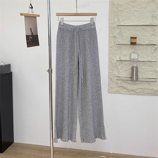 Damen Fließende Strickhose mit weichem Material und elegantem Saum EB