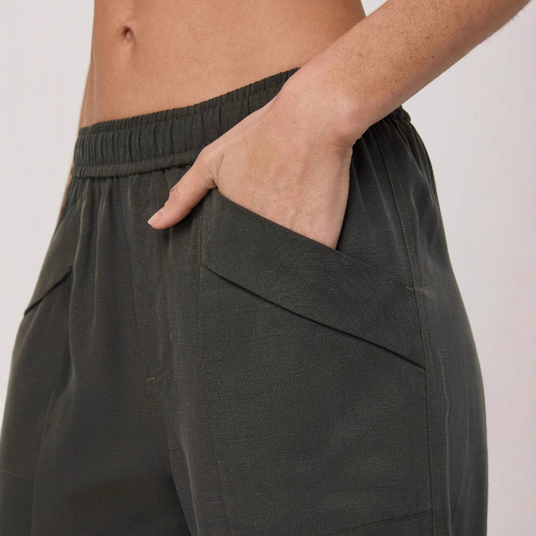 Damen lässige Freizeithose mit seitlichen Taschen EB