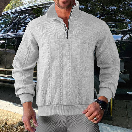 Herren Zip-Pullover mit strukturiertem Design EB