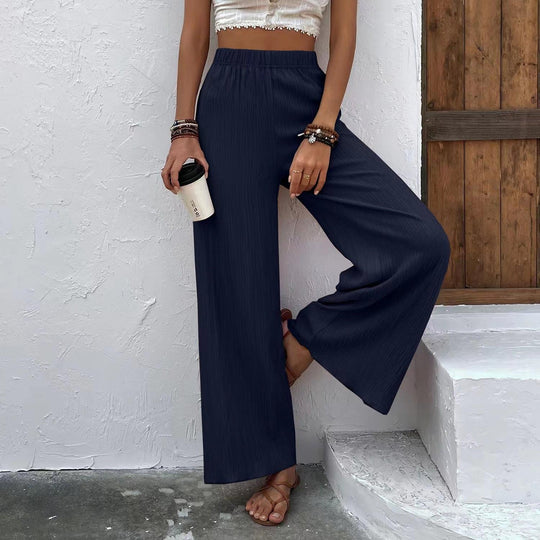 Damen Weite Plisséhose mit elastischem Bund und elegantem Fall EB