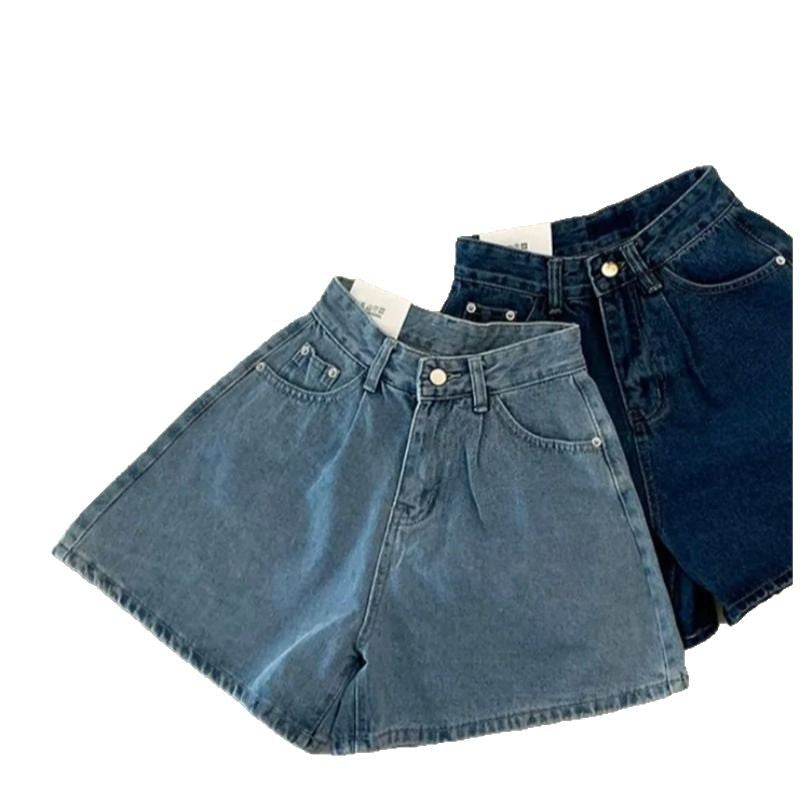 Damen Freizeit Jeans-Shorts mit hohem Bund und elastischem Gürtel EB