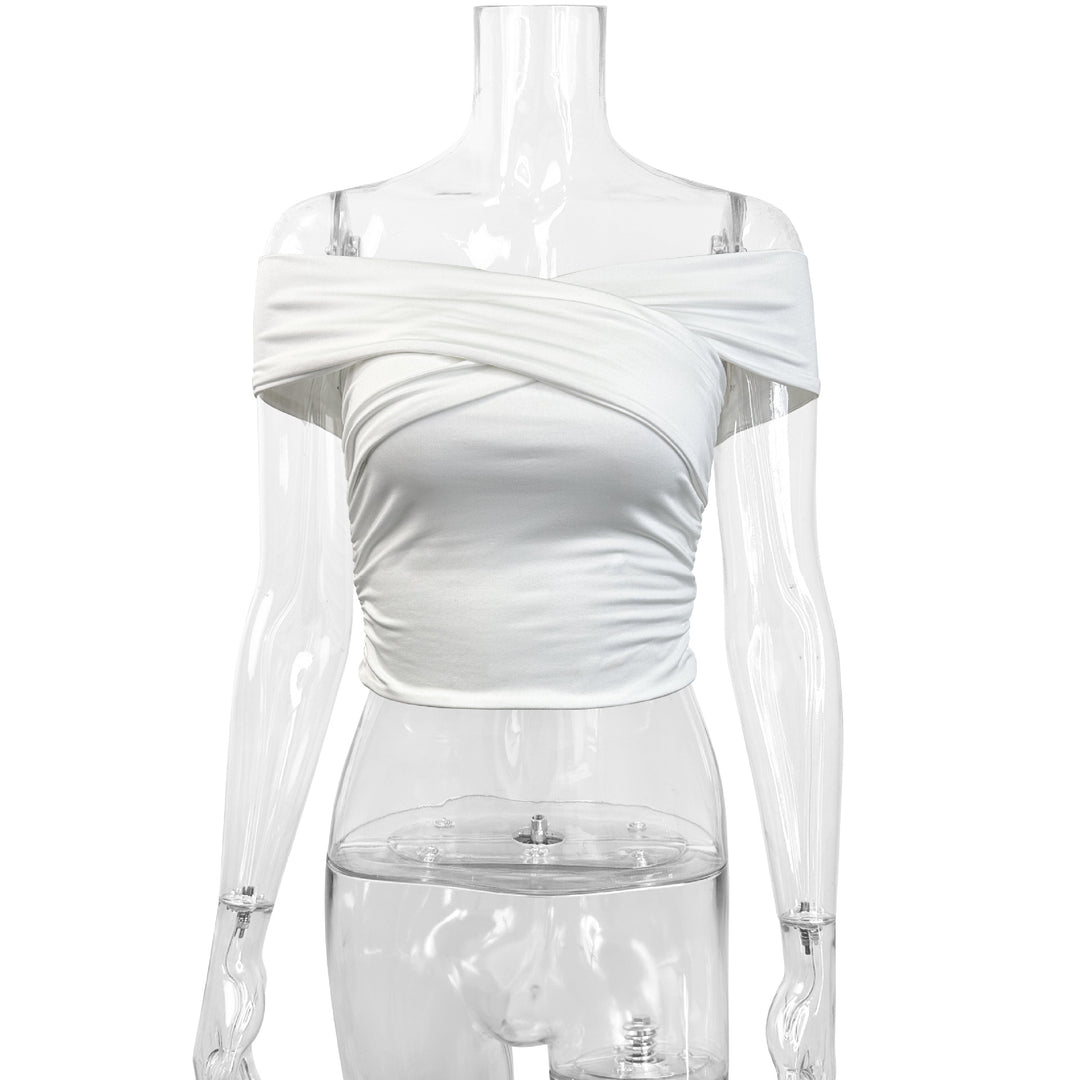 Damen schulterfreies Oberteil mit eleganter Drapierung EB