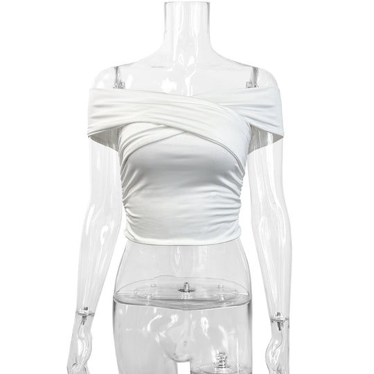 Damen schulterfreies Oberteil mit eleganter Drapierung EB