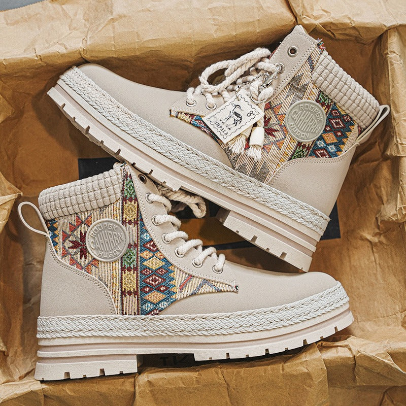 Damen Hochwertige Winterschuhe mit modischem Ethno-Design und robustem Profil EB