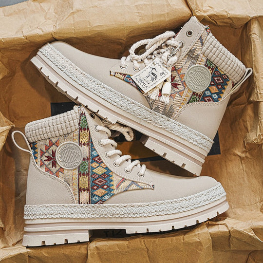 Damen Hochwertige Winterschuhe mit modischem Ethno-Design und robustem Profil EB