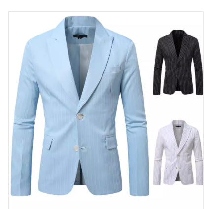 Herren nan tailliertes Nadelstreifen-Sakko aus leichtem Twill mit fallendem Revers und verdeckten Eingrifftaschen EB