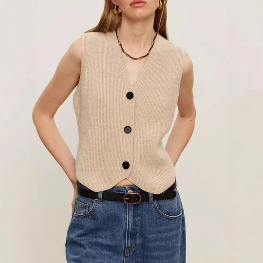 Damen Strickweste mit feiner Rippenstruktur und nachhaltiger Baumwolle EB