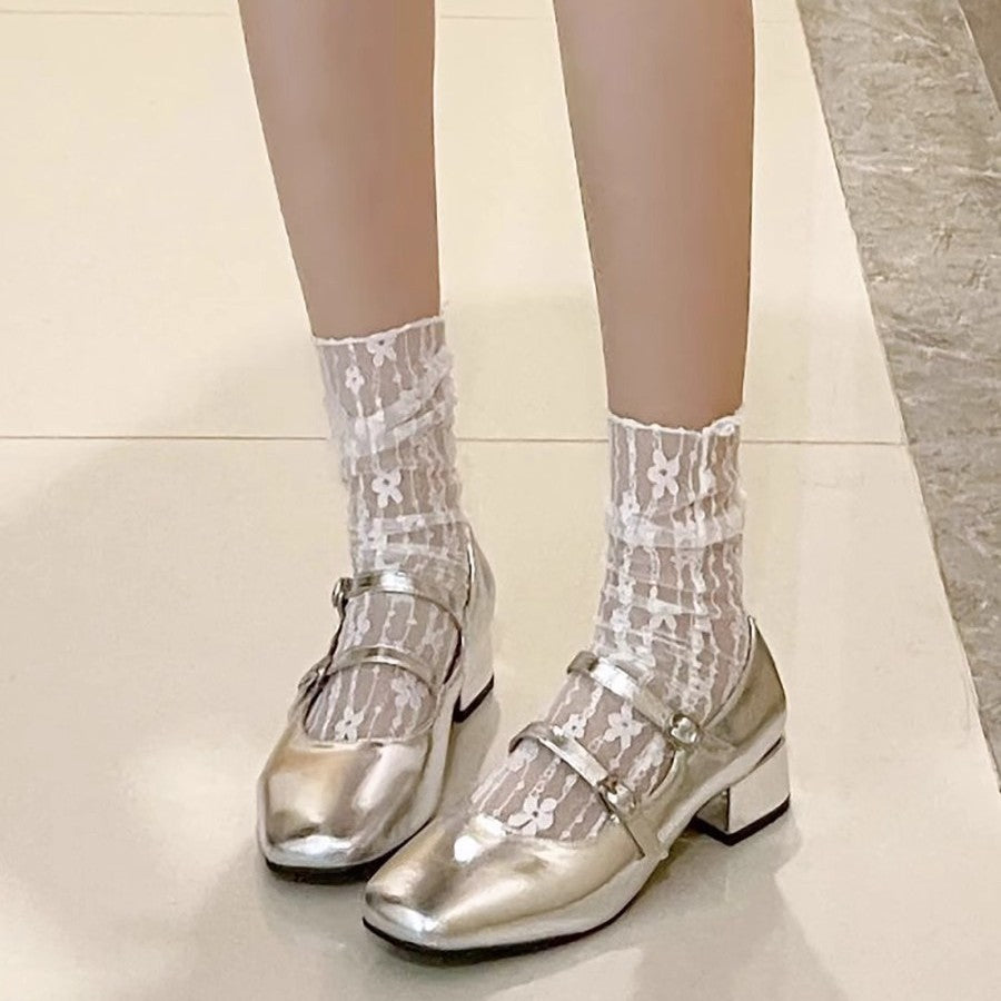 Damen elegante Ballerina-Schuhe mit dekorativen Schnallen EB