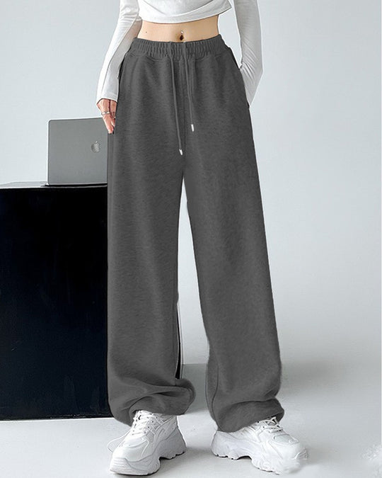 Damen nan extraweite Palazzo-Sweathose mit hohem Komfortbund, seitlichen Eingrifftaschen, Schlitz am Saum und Kordelzug EB