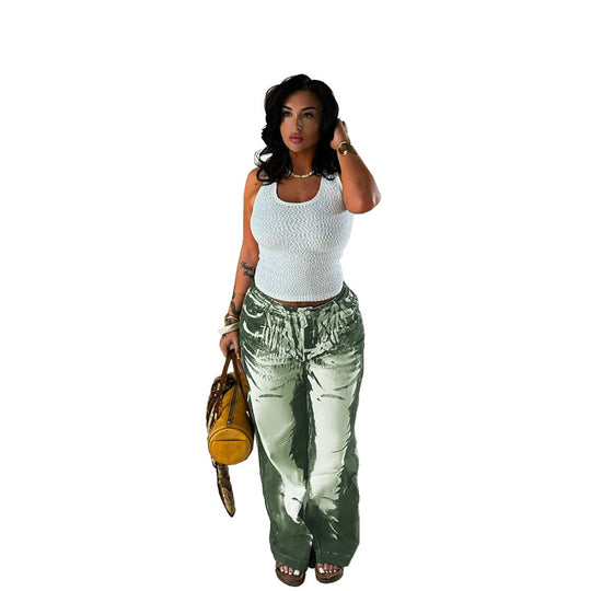 Damen Schlaghose mit hoher Taille, Bleach-Effekt und weitem Bein EB