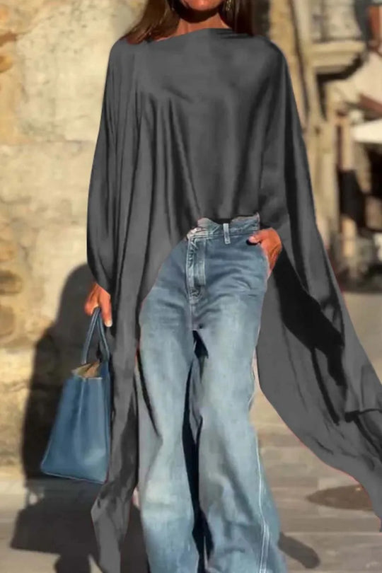 Damen luftige Tunika mit asymmetrischem Schnitt EB