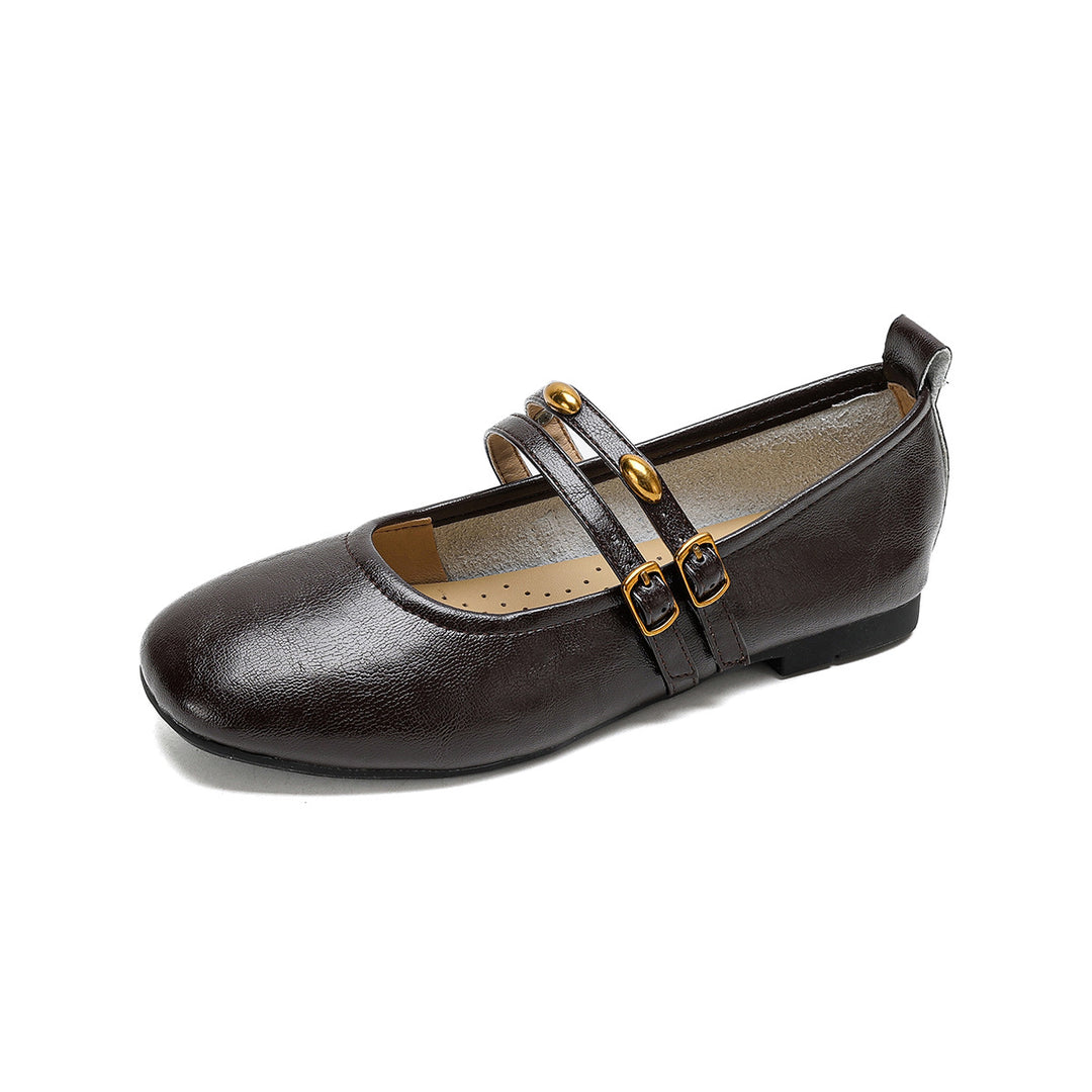 Damen Ballerinas mit eleganten doppelten Riemen und praktischen Schnallen EB