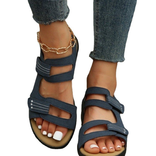 Damen Komfortable Sandalen mit verstellbaren Klettverschlüssen und anatomischem Fußbett EB