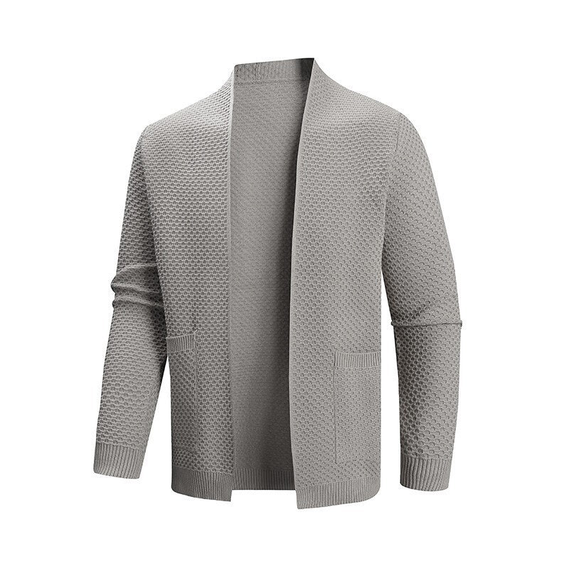 Herren Strickjacke mit modernem Strukturmuster und praktischen Taschen EB