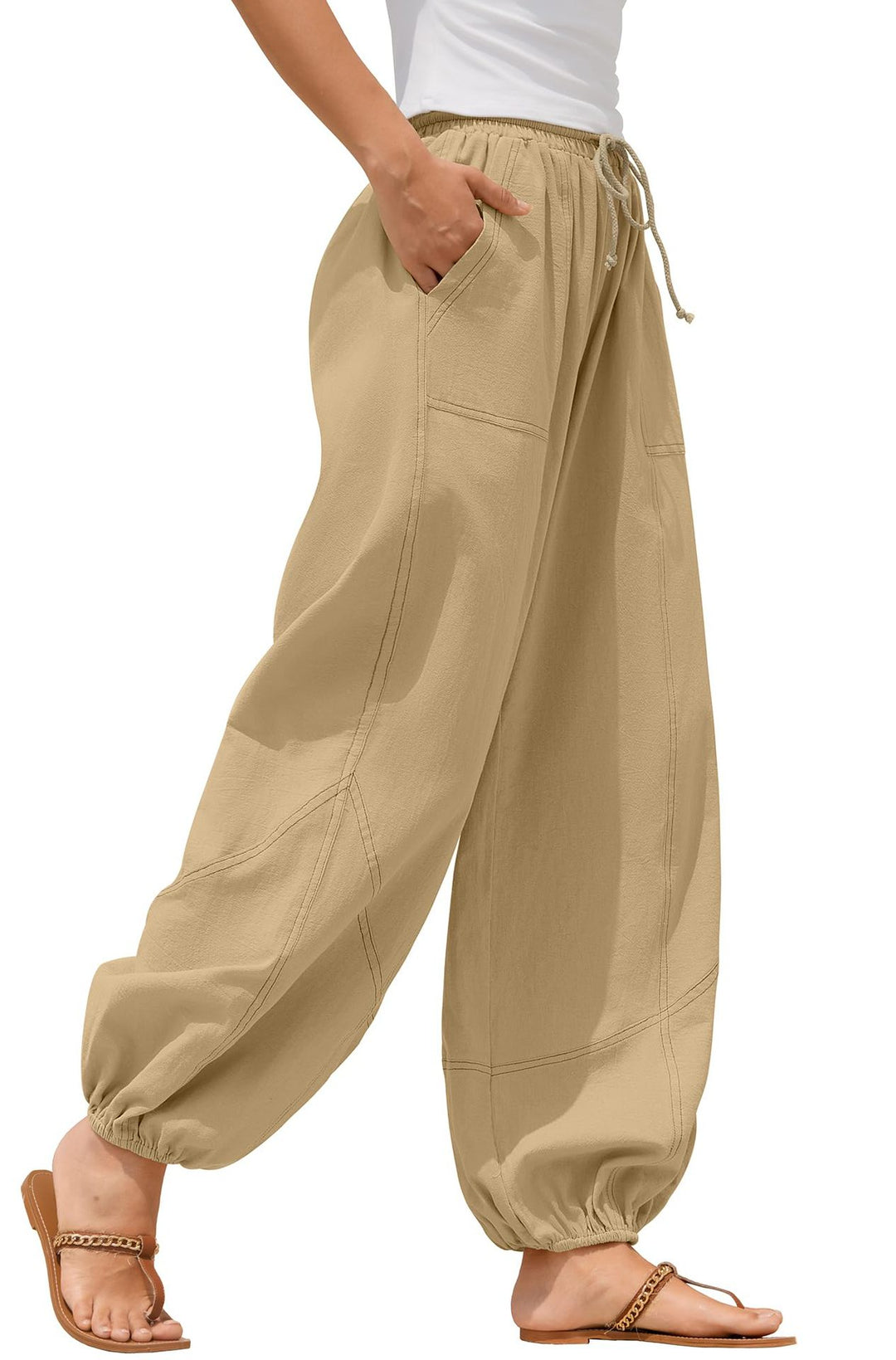Damen Lässige Weitbein-Hose mit praktischen Taschen EB