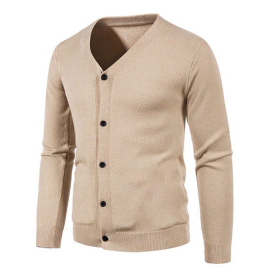 Herren stilvolle Strickjacke mit tiefem V-Ausschnitt und Knopfleiste EB