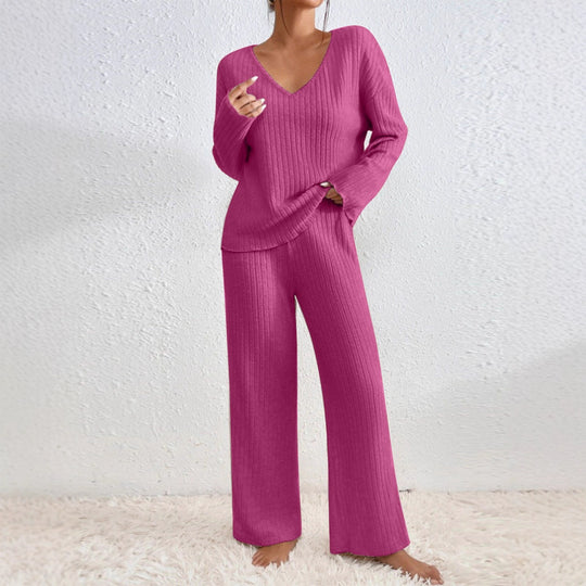 Damen Lässiges Strick-Loungewear-Set EB