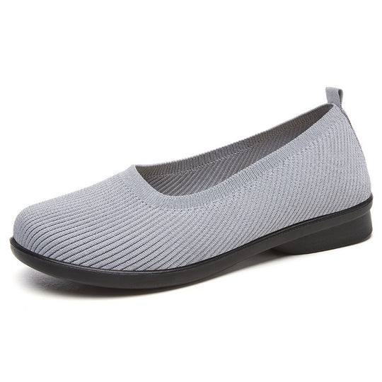 Damen Bequeme Strick-Ballerinas mit elastischem Einstieg EB