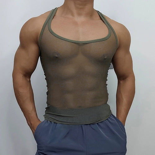 Unisex nan atmungsaktives Netz-Top mit sportlicher Rückenpartie und elastischer Saumkante EB
