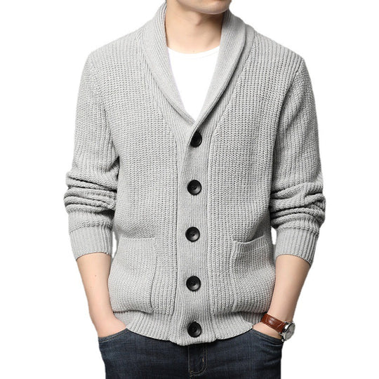Herren Strickjacke mit Schalkragen und praktischen Taschen EB