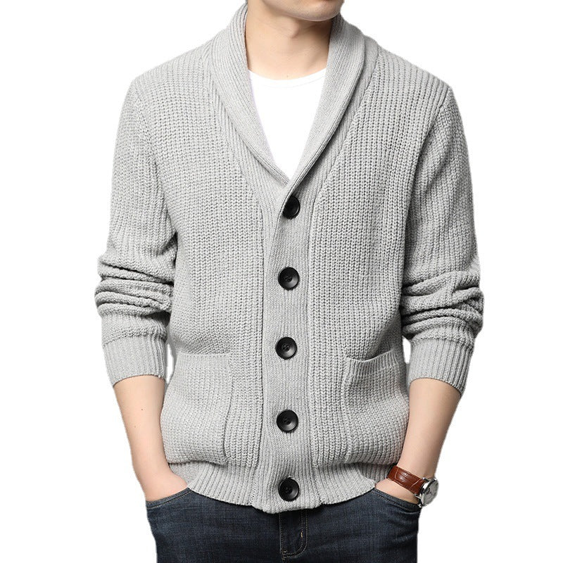 Herren Strickjacke mit Schalkragen und praktischen Taschen EB