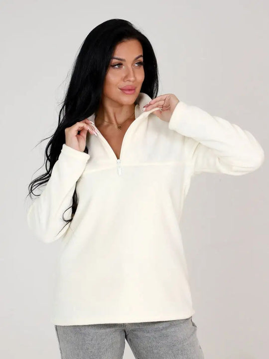 Damen Fleeceoberteil mit kurzem Halbzip und Stehkragen EB