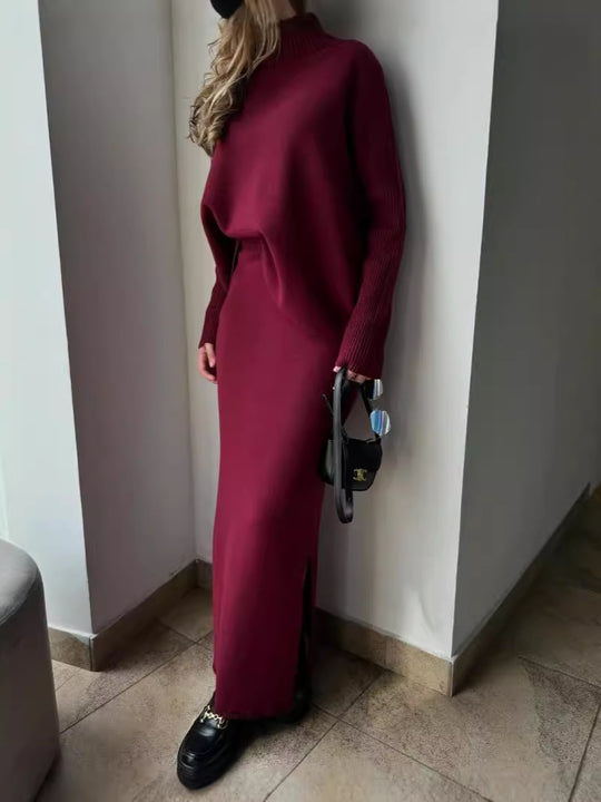 Damen Elegant gestricktes Maxikleid mit lässigem Schnitt EB