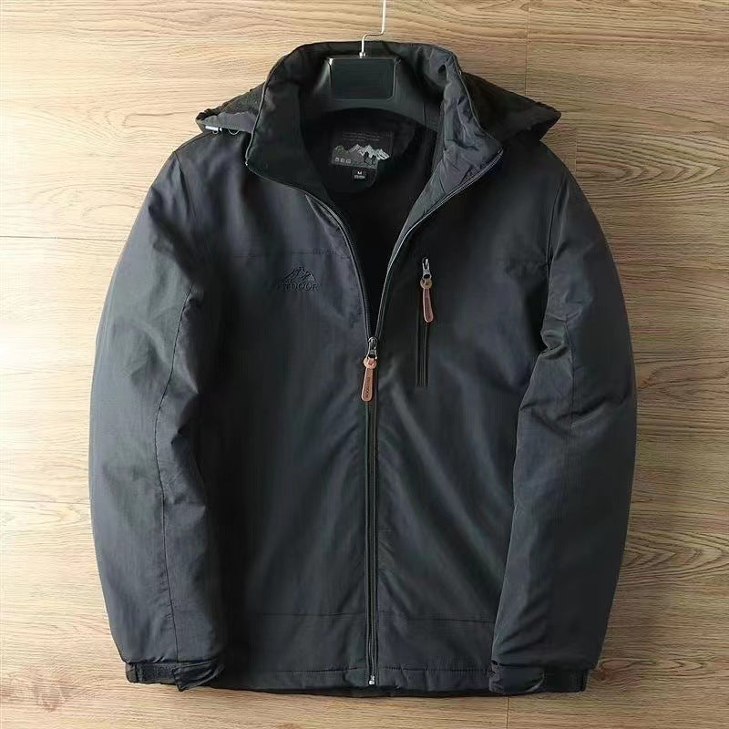 Herren nan wasserabweisende isolierte Allwetter-Trekkingjacke mit verstellbarer Kapuze und verdeckter Brusttasche EB