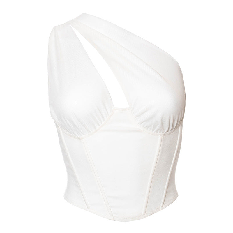 Damen Elegantes asymmetrisches Oberteil mit tiefem V-Ausschnitt EB