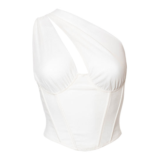 Damen Elegantes asymmetrisches Oberteil mit tiefem V-Ausschnitt EB