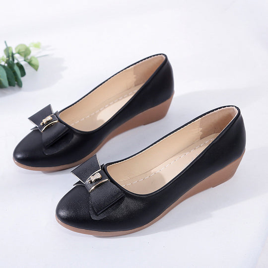 Damen elegante Keil-Pumps mit dekorativem Schleifen-Design EB