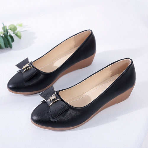 Damen elegante Keil-Pumps mit dekorativem Schleifen-Design EB