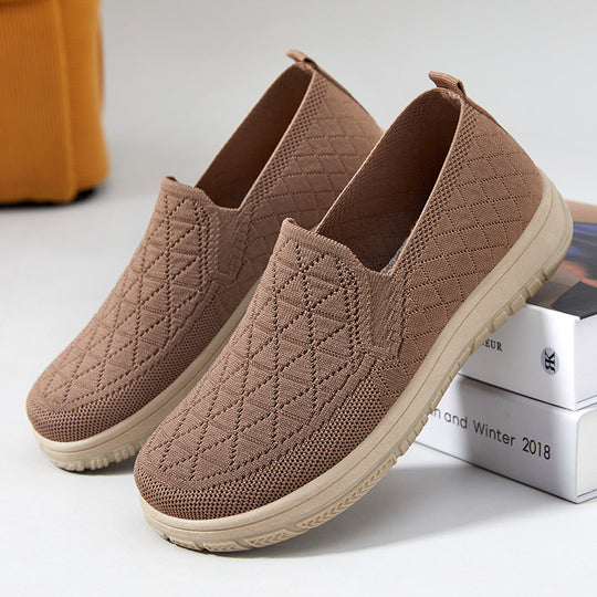 Damen Bequeme Freizeit Slip-On Schuhe mit atmungsaktivem Obermaterial EB