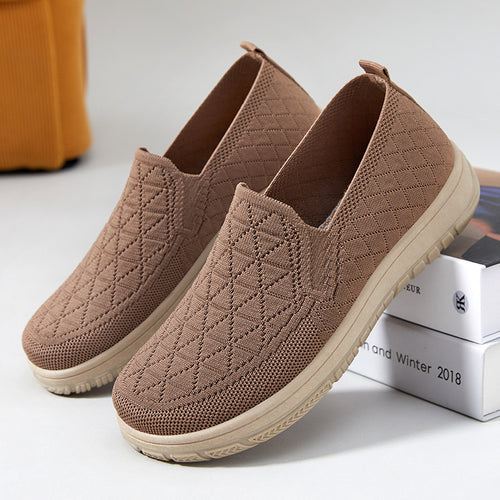Damen Bequeme Slip-On Freizeitschuhe mit atmungsaktiver Oberflächenstruktur EB