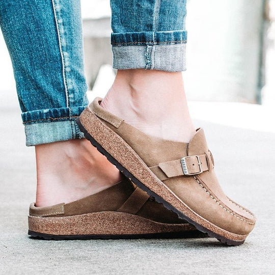 Damen Komfortable Clogs mit anatomischem Fußbett und modischem Schnallen-Design EB