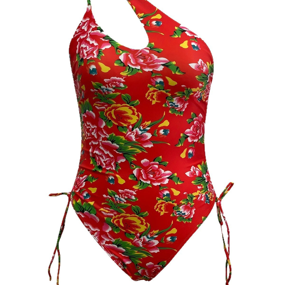 Damen Einseitiger Badeanzug mit floralem Design EB