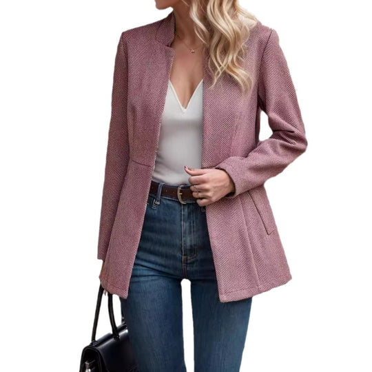 Damen Blazer mit elegantem Fischgratmuster und zeitlosem Schnitt EB
