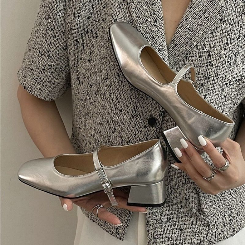 Damen Ballerinas mit glänzender Schnalle EB